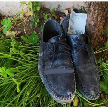 tarlanın yanındaki ağacın altında eski ayakkabıı..